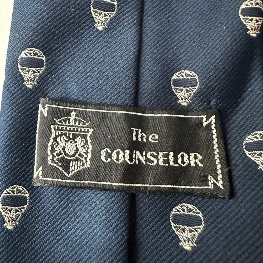The Counselor Mens Navy Blue Hot Air Balloon Silk Blend Necktie Tie Preppy